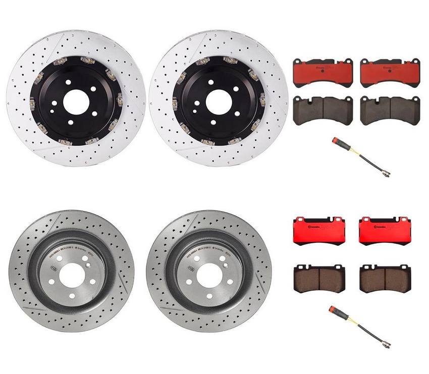 Mercedes Brakes Kit - Pads & Rotors Front and Rear (360mm/330mm) (Ceramic) 005420392041 - Brembo 4175194KIT